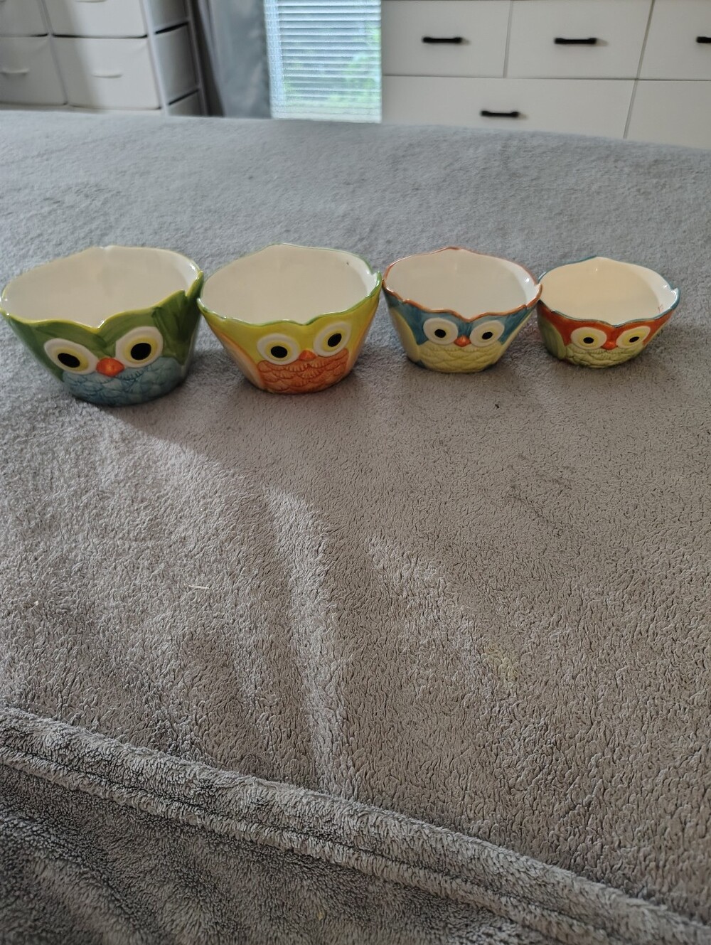 Pier 1 Ceramic Owl Nesting Bowls - Multicolor Measuring Cups